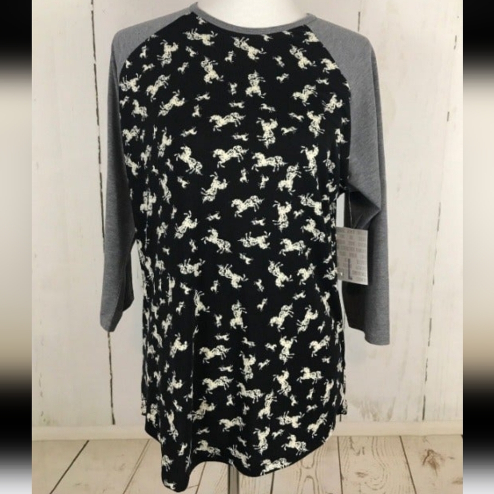 RARE ❤️NWT❤️ LULAROE RANDY RAGLAN UNICORN Tee TOP LARGE L